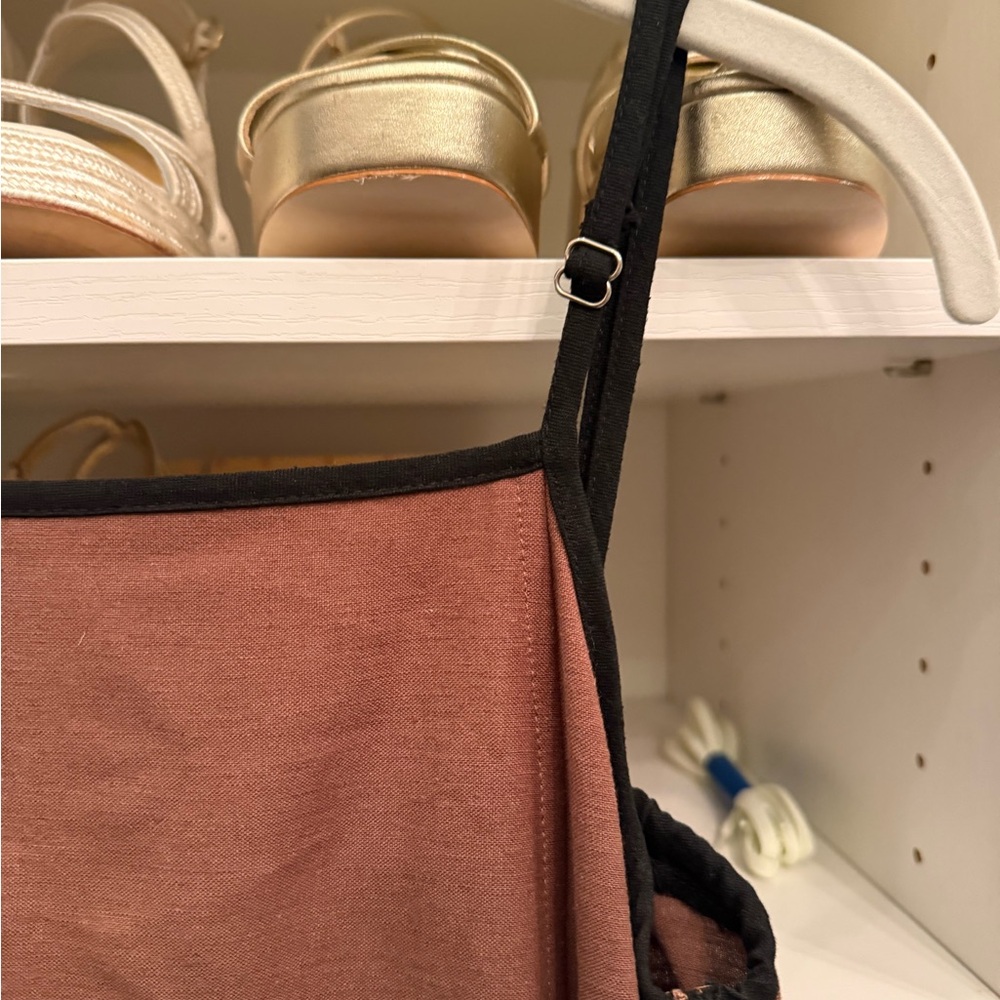 Brown Linen Maxi Dress with Adjustable Straps - Picture 10 of 17
